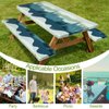 Picnic Table Cover with Bench Covers Camping Essentials Waterproof Windproof Camping Tablecloth with Drawstring Bag, Fitted Rectangle Tables and Seats, 72in, Green Blue