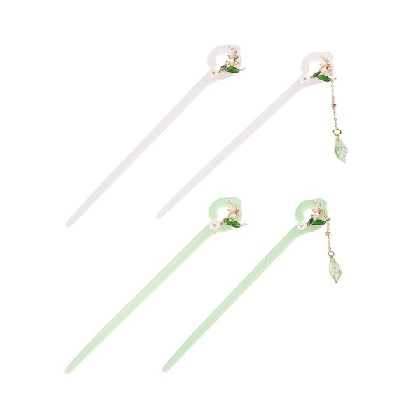 4pcs Chinese Traditional Flower Hair Sticks, Acetic acid Bell Orchid Hanfu Hairpin Cheongsam Headdress, Floral Tassel Hair Sticks Headwear for Women