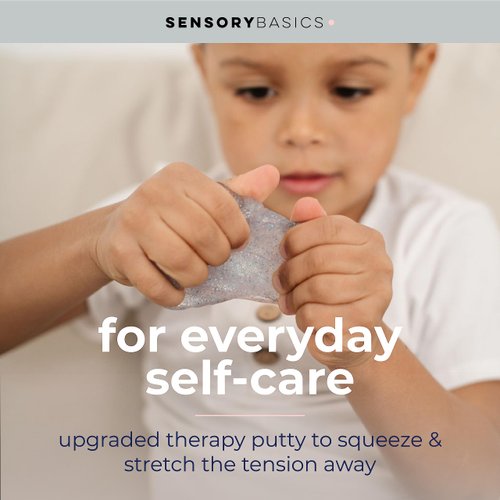 Sensory Basics Shimmer Putty - Therapy Putty for Kids - Sensory Putty Slime - Clear Stress Putty with Sparkles - Fidget Hand Putty with Tin - 3 oz