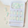 White Press on Nails Short Square Fake Nails Aurora Chrome False Nails with Designs Solid Mirror Pearl White Flash Acrylic Nails Glue on Nails Full Cover Stick on Nails for Women 24 Pcs