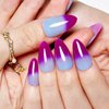 GLAMERMAID Press on Nails Medium Almond, Handmade Purple Blue Temperature Change Nails Polish Glue on Nails, 24Pcs Acrylic False Nails Kit Reusable UV Finish Full Cover Stick on Nails for Women Gift