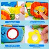 Jbery Baby Tissue Box Toy - Baby Toys 6-12 Months Montessori Toys for 6 Month Old Toys with Textured Tails, Baby Cloth Tissues Toy, Crinkle, Squeaky Sounds, Mirror