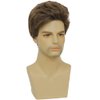 Swiking Mens Short Brown Wig Layered Synthetic Reality Hair 80s Costume Wigs Daily Replacement Wig for Male Guy (Brown)