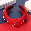mokkia 4th of July Headband for Women American Flag Star Knotted Headbands Red White and Blue Rhinestone Crystal Top Knot Headbands Patriotic 4th of July Accessories Party Favors (American Red)
