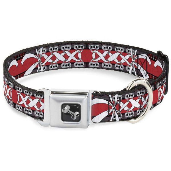 Buckle-Down 16-23" Corset Lace Up with Bow Red Plaid Dog Collar Bone, Wide Medium