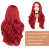 Hanne Fashion Red Wigs Long Wavy Synthetic Wig Middle Part Heat Resistant Fiber Natural Looking Party Cosplay Full Wigs for Women