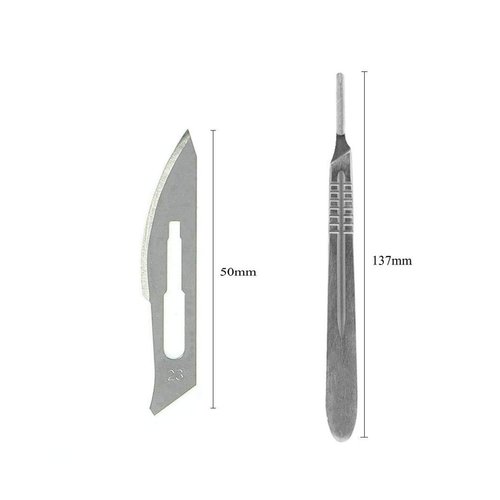 KIMRDIABTE Scalpel Blades #23 with #4 Scalpel Handle Handle - Sterile Single Blade Razor for Dermaplaning, Dissection, Podiatry, Professional Grooming, Acne Removal,Mobile Phone Repair