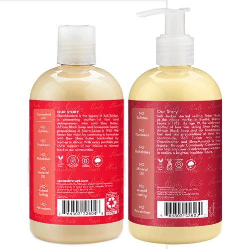 Shea Moisture Shampoo and Conditioner Set for Curly Hair with Red Palm Oil & Cocoa Butter - Sulfate-free Shampoo and Conditioner Hair Care, Curly Hair Products for Women, 13 Oz (2 Piece Set)