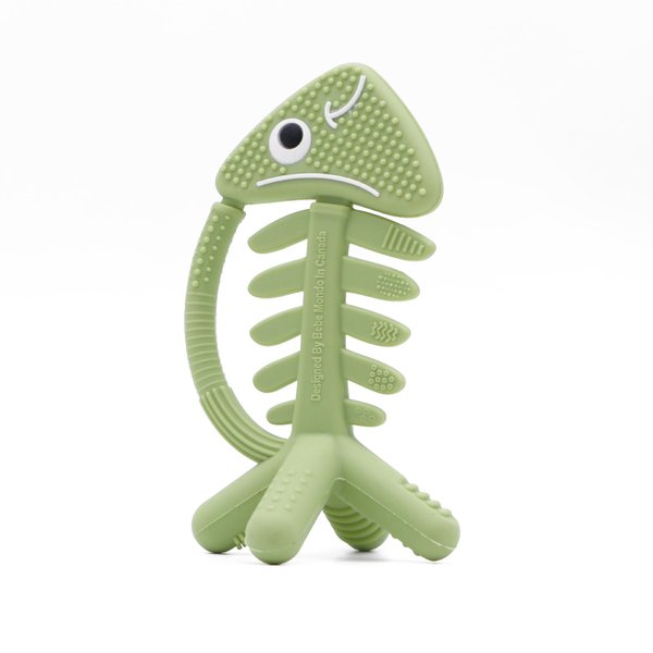 3in1 Infant Toys, Baby Teething Toys 3-6 6-12 Months, Teethers for Babies 3-6-12 Months, for Teething Relief, Baby Teether Gift, Silicone,Sensory, Baby Toys 0-6 Months,USA Patent Pending,Fish,(Olive)