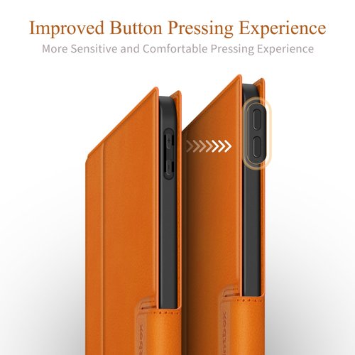 Antbox for iPad Pro 11 Inch Case 2024 M4, Premium Vegan Leather, Supports Pencil Pro and Pencil (USB-C), Auto Sleep/Wake Function, Built-in Pencil Holder (Orange)