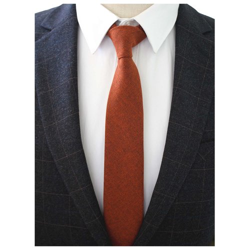JEMYGINS 2.4" Cotton Necktie Orange Mens Cashmere Wool Skinny Tie (5)