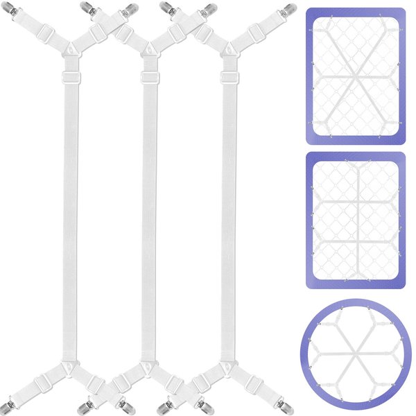 Tuyeabc Bed Sheet Holder Straps, 3 Set/12 Ways, Adjustable Crisscross Bed Sheet Clips, Elastic Bands Suspenders Keeping Fitted Bedsheet in Place for Twin Queen King Mattress, Bed Sheet Fasteners