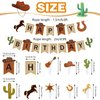 60PCS Cowboy Birthday Party Decoration Include 40 Inch Horse Shaped Foil Balloons Little Cowboy Happy Birthday Banner Cake Topper Hanging Swirls 12 Inch Latex Balloons for Western Party (Retro Style)