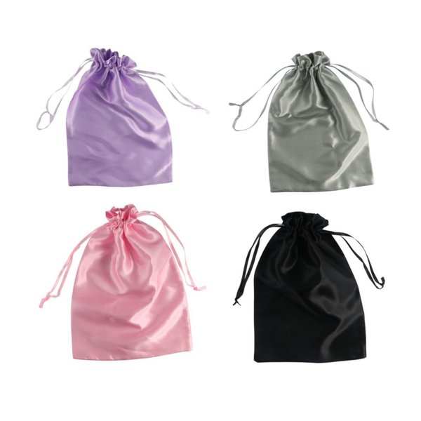 4Pcs Satin Wig Storage Bags,Soft Wig Pouches Smoothly Anti Dust Wig Bag Drawstring Travel Gift Bag Wig Packaging Tool for Bundles,Wigs,Hair Extensions