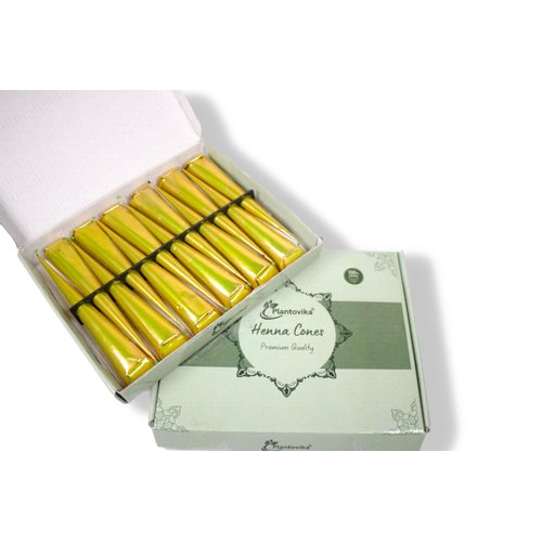 Plantovika 100% Natural and Pure Henna Cone, Ready to use paste for Reddish Brown Hair Color (Pack of 12)