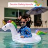 Fudragtn Inflatable Flamingo Unicorn Pool Floats for Kids, 2 Pack Swim Rings with Safety Seat and Handle, Pool Tubes for Floating, Fun Beach Floaties, Summer Party Pool Toys for Toddlers