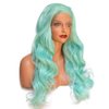 Karissa Hair Green Blue Lace Front Wigs for Women Body Wavy Soft Green Realistic Synthetic Wig with Natural Hairline Ice Green Long Lace Wigs for Cosplay Makeup 24 Inch