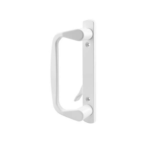 Mortise Style Sliding Glass Patio Door Handle Set, 3-15/16" Screw Holes, Low Profile, Long Base, White