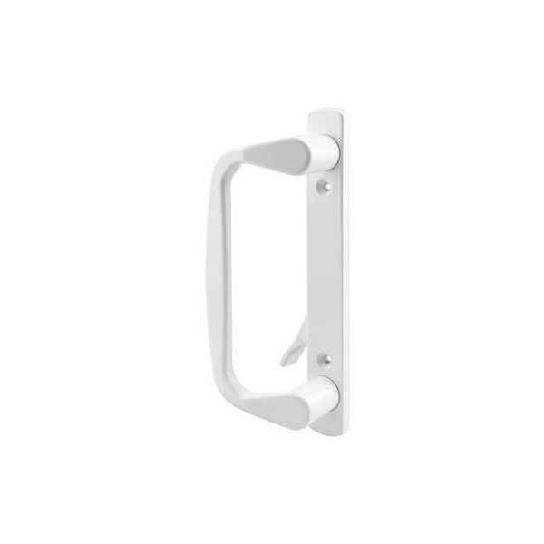 Mortise Style Sliding Glass Patio Door Handle Set, 3-15/16" Screw Holes, Low Profile, Long Base, White