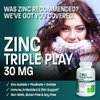 Bronson Zinc Triple Play 30 mg Triple Coverage Immune Support Zinc Supplement with Zinc Acetate, Picolinate & Orotate - Immune, Antioxidant & Skin Health Support - 100 Vegetarian Capsules
