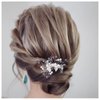 Allereyae Crystal Pearl Wedding Hairpins Barrette Rhinestone Hair Pins Barrette Silver Leaf Hairpins Faux Pearl Bridal Headpieces Decorative Bobby Pins Head Clip Headwear Bridal Hair Accessories for