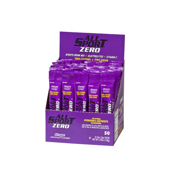 All Sport Powder Hydration Sticks | Zero Calorie | Performance Electrolyte Drink Mix | Sugar Free | 2x Potassium | Grape | 3 grams (50 Count)