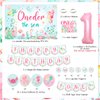Oneder the Sea 1st Birthday Girl Decorations, Under the Sea Ocean Animal Birthday Party Supplies, Oneder the Sea Backdrop Happy Birthday Banner High Chair Banner Cupcake Cake Topper Printed Balloons