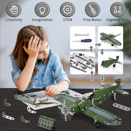 Garbo Star STEM Building Projects Model Airplane Set - 285 Pieces STEM Project Building Toys for Kids Ages 8-12-16, Assembly Science Kit Educational Birthday Gift for Kids Boys 8 9 10 11 12 Years Old