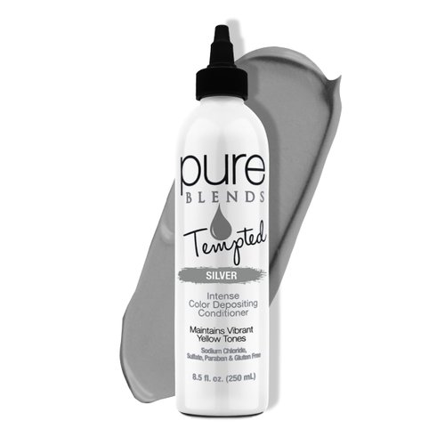 Pure Blends Tempted Silver Intense Color Depositing Conditioner | Brighten & Tone Color Faded Hair | Semi Permanent Hair Dye | Prevents Color Fade | Extend Vibrant Color Tones To Dyed Hair | 8.5 Oz.