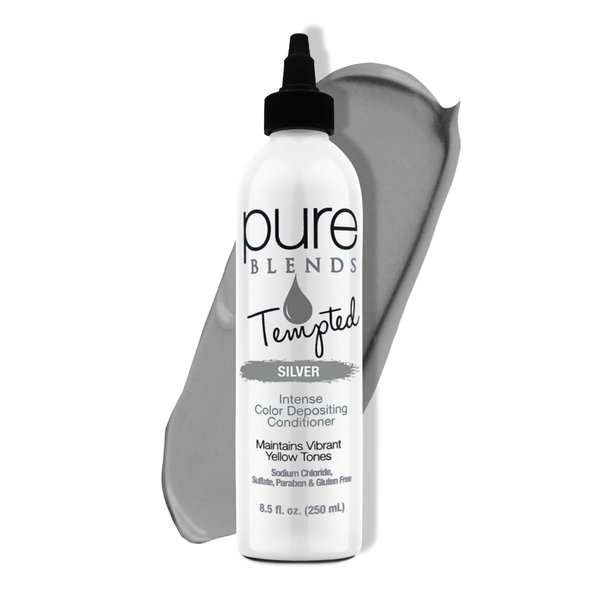 Pure Blends Tempted Silver Intense Color Depositing Conditioner | Brighten & Tone Color Faded Hair | Semi Permanent Hair Dye | Prevents Color Fade | Extend Vibrant Color Tones To Dyed Hair | 8.5 Oz.