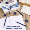 Secure Pen with Adhesive Pen Chain and Security Pen Holder for Home Office Supplies 6 Pcs (Blue Ink)