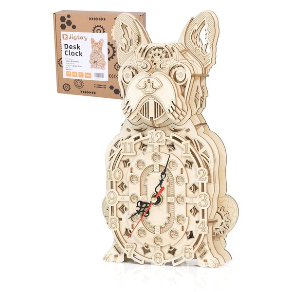 Handmade DIY 3D Wooden Puzzles for Adults and Kids: Unique Desk Decor for Christmas Day/Birthday Gift, Mechanical Bulldog Wood Puzzles Model