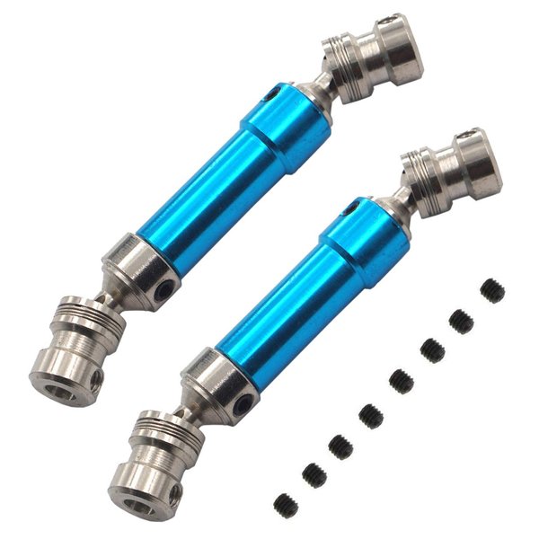 Vgoohobby 2PCS Metal Rear Drive Shaft CVD Rear Center Drive Shaft Transmission Compatible with WLtoys 12428 12423 FY03 12628 1/12 RC Car Rock Crawler,Blue