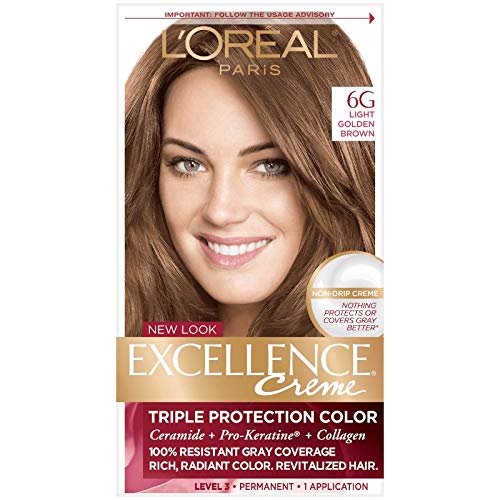 L'Oreal Paris Excellence Creme Triple Protection Hair Color, [6G] Light Golden Brown 1 ea (Pack of 6)