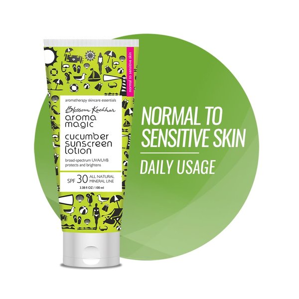 Aroma Magic Cucumber SPF 30 Sunscreen Body Lotion | 3.38 Fl Oz (100ml) | Broad Spectrum UVA/UVB Protection with Mineral | Natural Face Sunblock for Men & Women