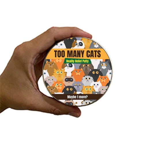 Too Many Cats Putty - Funny Cat Lover Gifts - Crazy Cat Lady Stress Relief Putty - Cat Gifts for Cat Lovers - Funny Cat Themed Gifts - Gift for Cat Lovers - Orange Therapy Putty