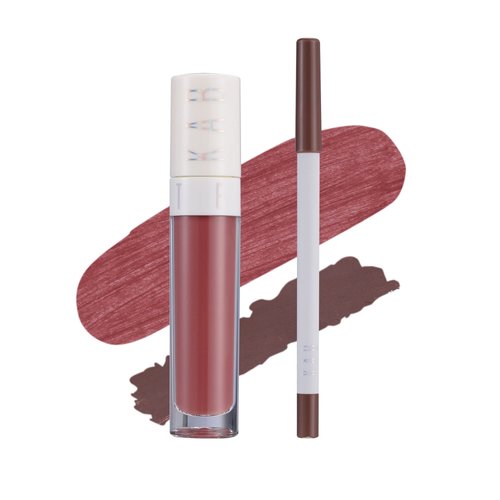 KAB Cosmetics Lip Liner & Lip Gloss Set – Creamy, Long-Lasting Lip Oil Duo (Flirty)