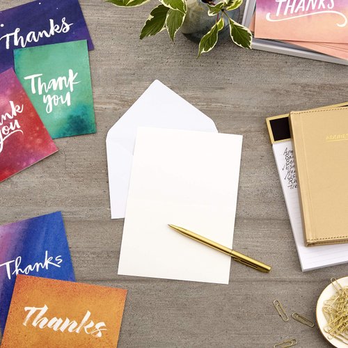 Hallmark Thank You Cards Assortment, Watercolor Thanks (48 Cards with Envelopes for Baby Showers, Wedding, Bridal Showers, All Occasion)