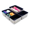 Welaxy office solution Drawer organizers deep bins draw dividers felt storage bin for desktop pack of 5 (Navy)