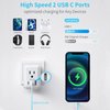 European Travel Plug Adapter Kit, VINTAR International Plug Adapter with 3 USB Ports (2 USB C,3.4A) 2 American Outlets, Type C,G,E/F Detachable Attachments, Adapter for US to UK Europe France Italy