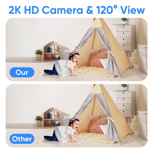 2K Two-Way Video/Audio Indoor Camera, Child/Elder/Dog/Pet Camera with Phone App, 2K Home Security Camera with Pan Tilt, Night Vision, One-Button Call, Motion Detection, Human/Sound/Crying Detection