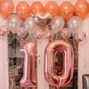 Rose Gold 10 Number Balloons, 40 Inch Giant Number 10 Balloons Foil Mylar Helium Rose Gold Number Balloons for 10th Birthday Party Supplies Anniversary Event Celebration Decorations