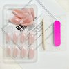 Pink French Tip Press on Nails Medium Almond Fake Nails Press ons with Chrome Designs Glossy Full Cover False Nails Mirror Cute Nail Tips Glue on Acrylic Nails for Women Manicure 24Pcs