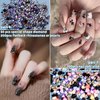editTime Mixed Style Fashion 3D Nail Art Charms Kit Resin Camellia Rose Flower Butterfly Bow Moon Heart Bear Snake Hollow Pearl with Rhinestones and Soft Slice (Black)