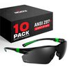 NoCry Safety Sunglasses with Green Tinted Wraparound Lenses; Tinted Safety Glasses for Men and Women with Adjustable Arms & No-Slip Grips; Work Glasses with UV 400 Protection; ANSI Z87.1 Rated