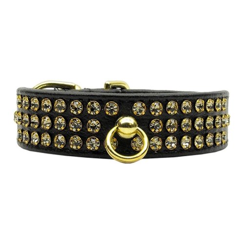 Mirage Pet Products Manhattan Dog Collar, 10-Inch, Black with Smoke Stones