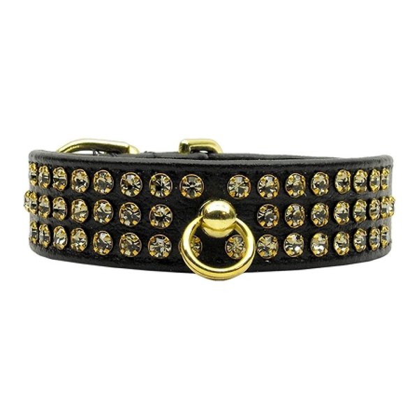 Mirage Pet Products Manhattan Dog Collar, 10-Inch, Black with Smoke Stones