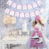 Kreatwow Ice Skating Birthday Party Decorations Pink Purple Ice Skating Snowflake Happy Birthday Banner for Winter Wonderland Decorations Girls Snowflake Birthday Party Decorations
