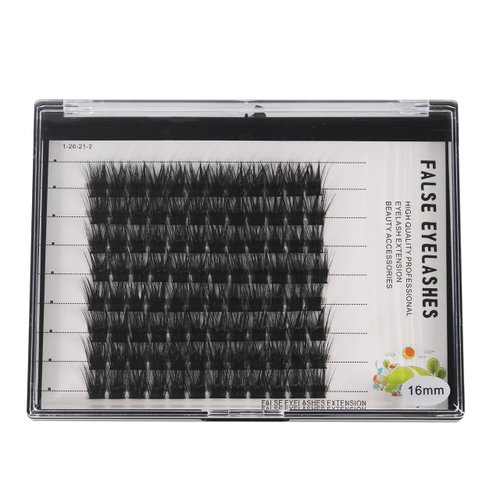 Handmade Natural Long Wide Stem Individual False Eyelashes Thickness0.07mm D Curl Black Soft and Lightweight Makeup Cluster Eyelashes Thick Base Dramatic Look (16mm)