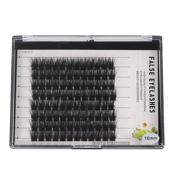 Handmade Natural Long Wide Stem Individual False Eyelashes Thickness0.07mm D Curl Black Soft and Lightweight Makeup Cluster Eyelashes Thick Base Dramatic Look (16mm)